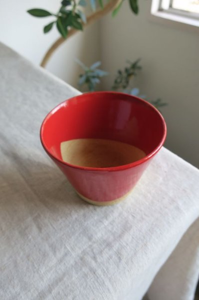 画像1: 陶器工房 壹　mintama　カップ大　レッド (1)