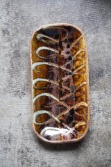 前野直史 スリップウェア大きめの楕円鉢 28.5cm×22cm