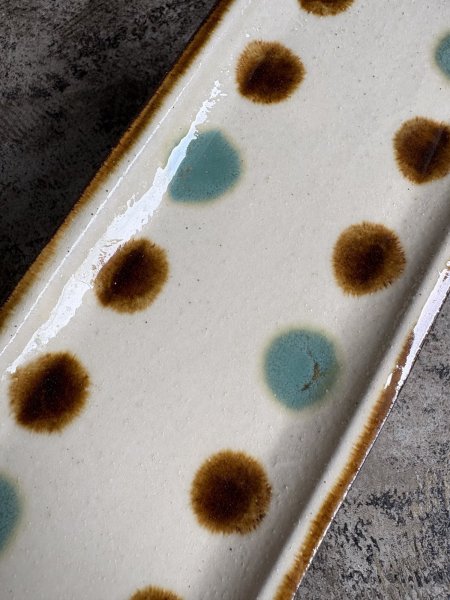 画像5: 登川均 たたら皿（緑×飴） (5)