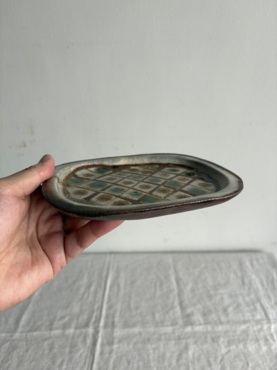 画像1: 登川均 たたら皿 隅丸 （17cm×13cm）