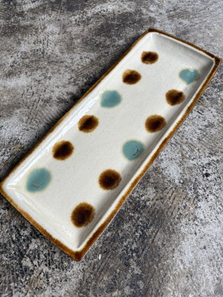 画像2: 登川均 たたら皿（緑×飴） (2)