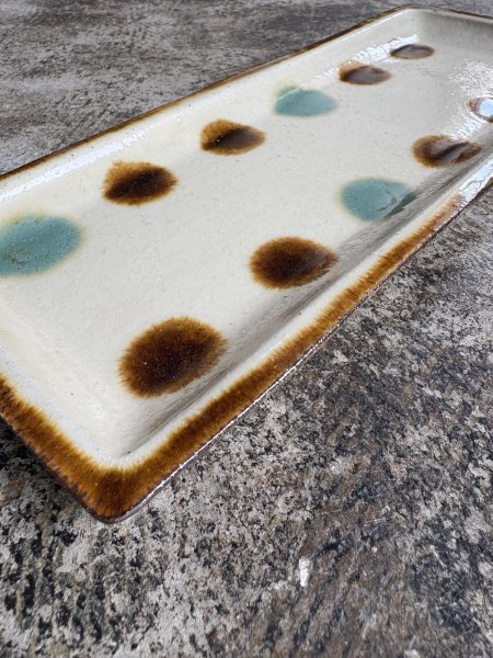 画像3: 登川均 たたら皿（緑×飴） (3)