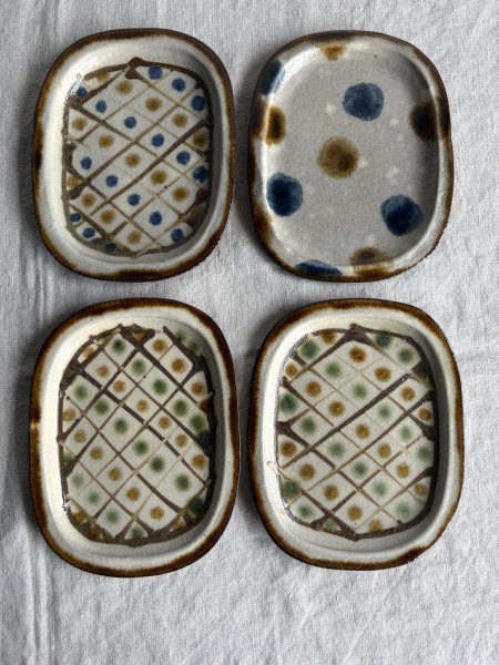 画像1: 登川均 たたら皿 隅丸 （17cm×13cm） (1)