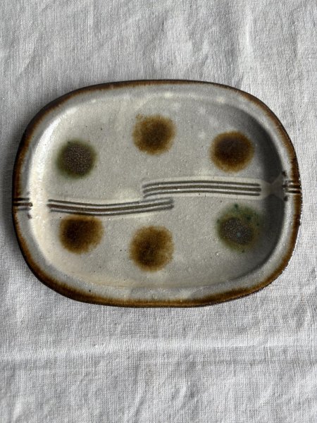 画像4: 登川均 たたら皿 隅丸（17cm×13cm/櫛目点打ち） (4)