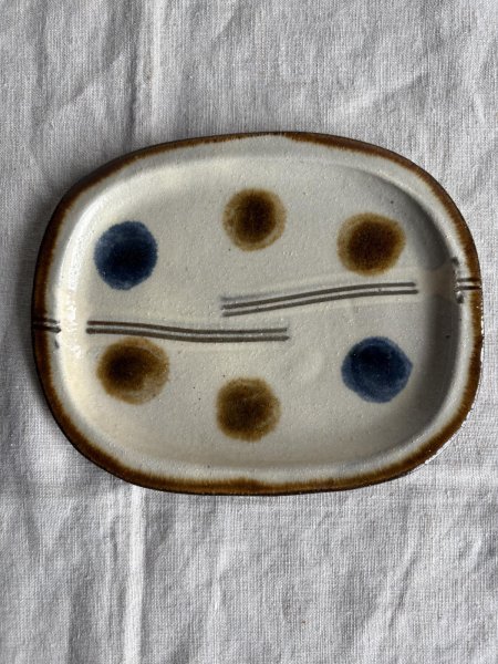 画像6: 登川均 たたら皿 隅丸（17cm×13cm/櫛目点打ち） (6)