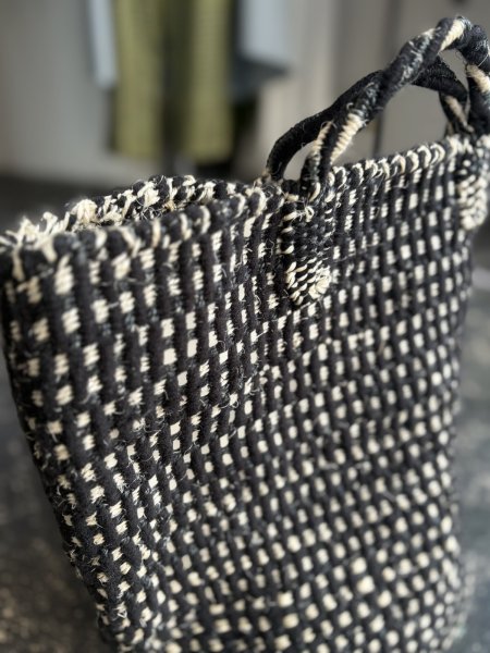 画像4: rectangle  ギンガムブラックバスケット　ビッグトート (4)